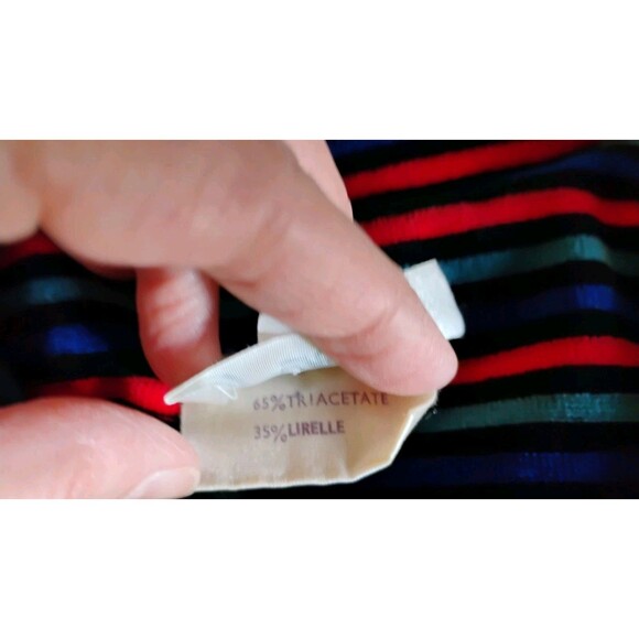 Vtg Velour Shirt Dress, 1970s Multi-color Stripe Trim Belted Zip Front Sz M/L - Picture 8 of 9